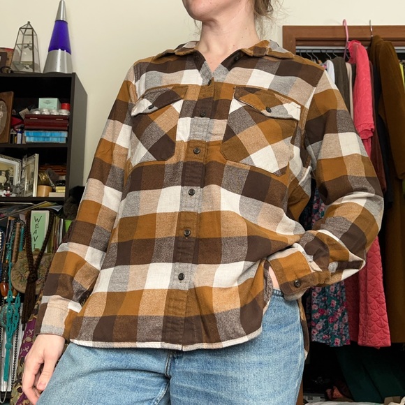 Pendleton Cotton Flannel Plaid Shirt Neutral Women’s Size M - Picture 7 of 16